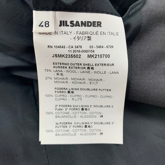 JIL SANDER Size 38 Dark Gray Wool / Mohair Notch Lapel Sport Coat - Picture 6 of 8